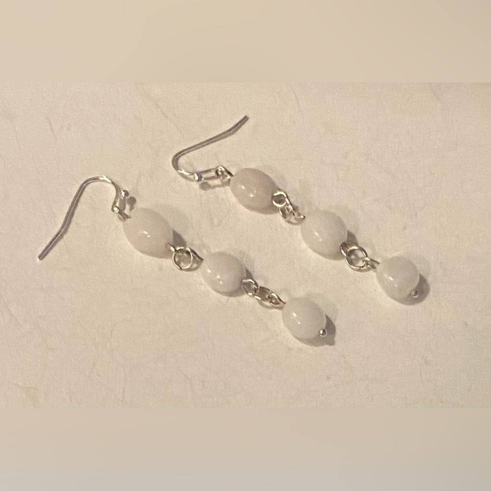 NEW Genuine White Snow Quartz Earrings